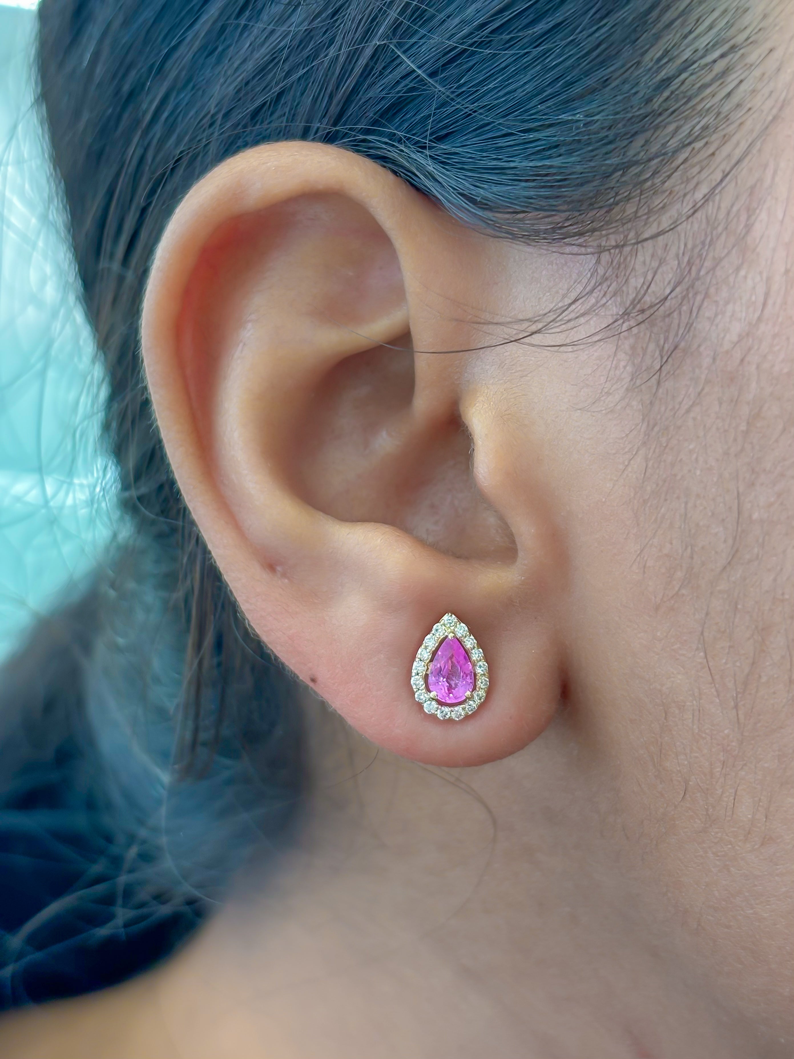 JPERG-3818/10616 Pink Sapphire Diamond Earring | 18K