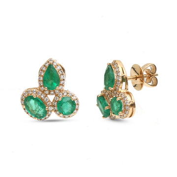 JPERG-3822/10621 Emerald Diamond Earring | 14K
