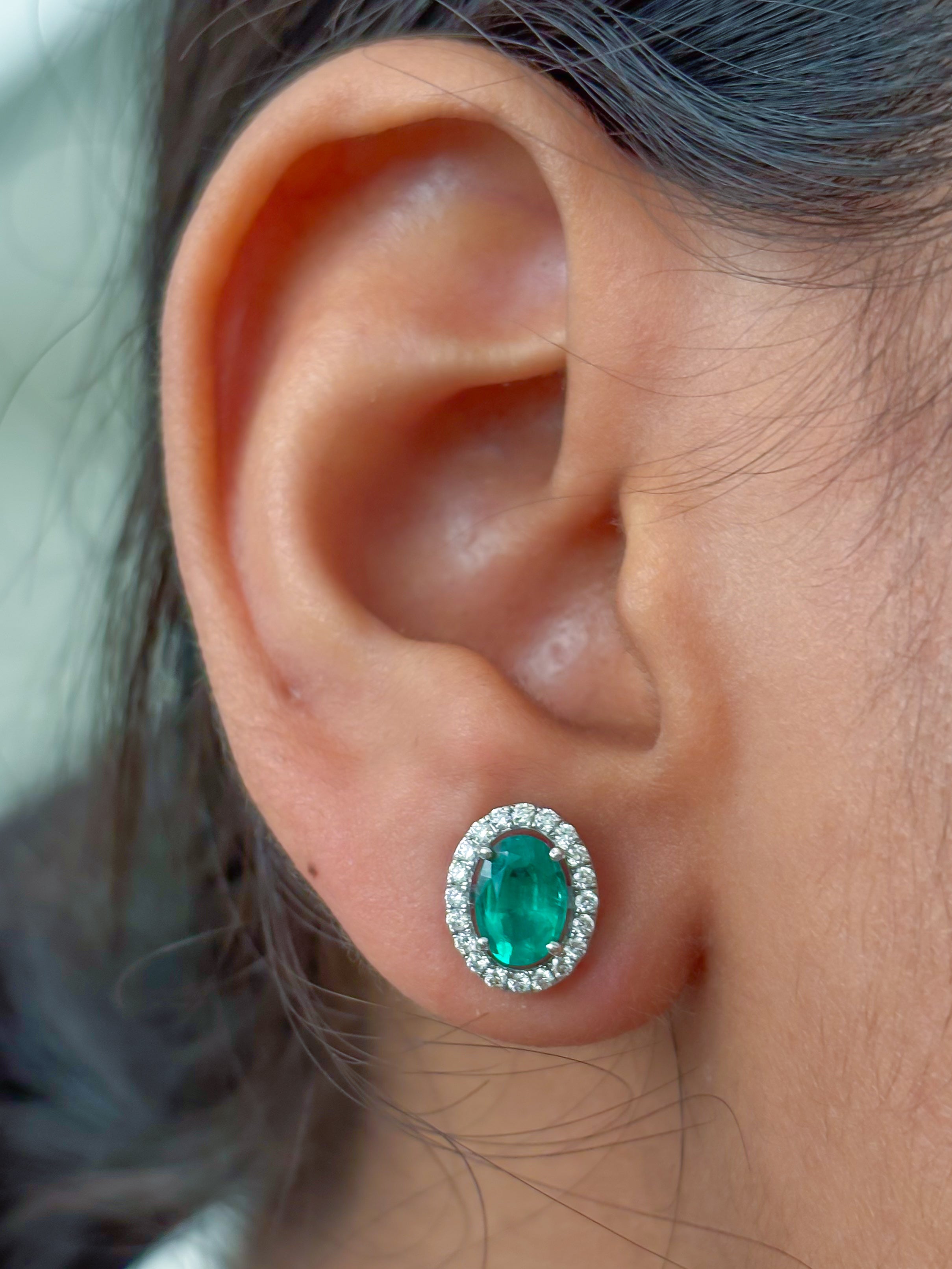 JPERG-3824/10623 Emerald Diamond Earring | 14K