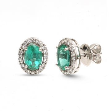 JPERG-3824/10623 Emerald Diamond Earring | 14K