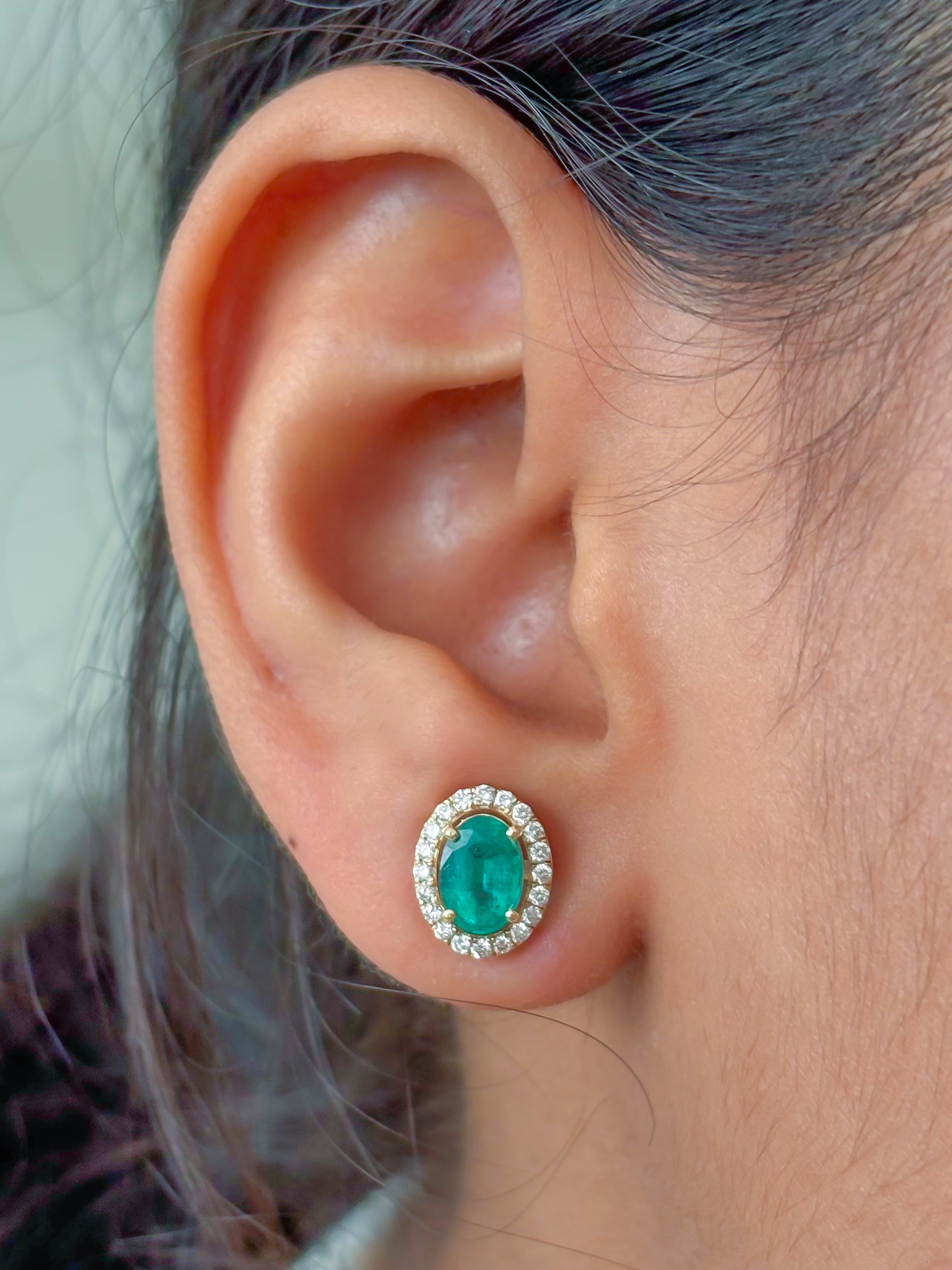 JPERG-3825/10624 Emerald Diamond Earring | 14K