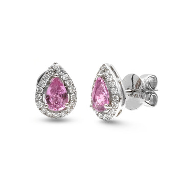 JPERG-3833/10640 Pink Sapphire Diamond Earring | 18K