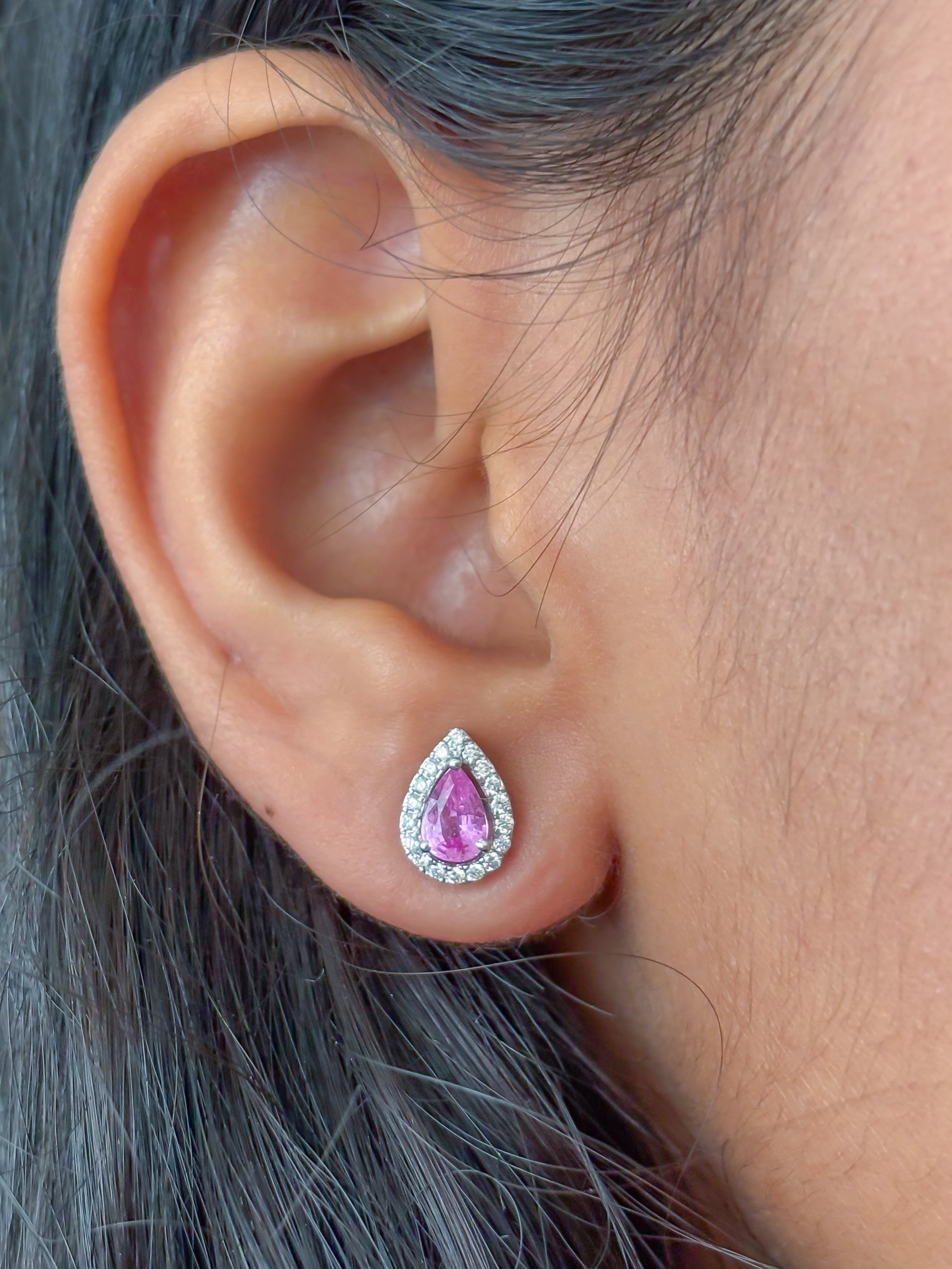JPERG-3834/10641 Pink Sapphire Diamond Earring | 18K