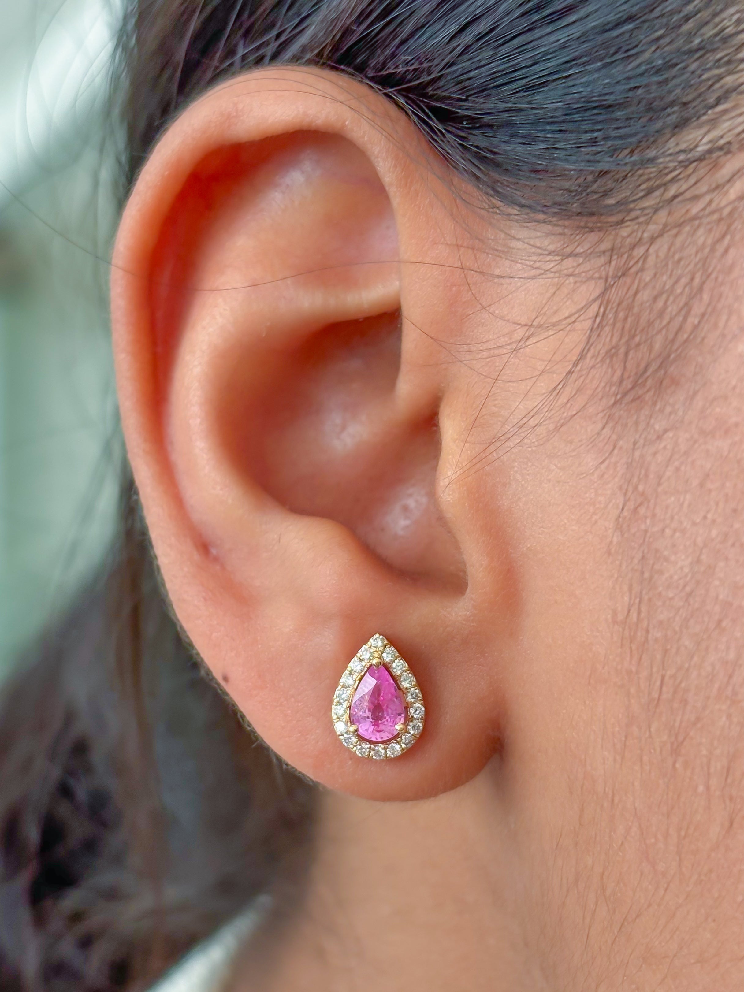 JPERG-3835/10642 Pink Sapphire Diamond Earring | 18K