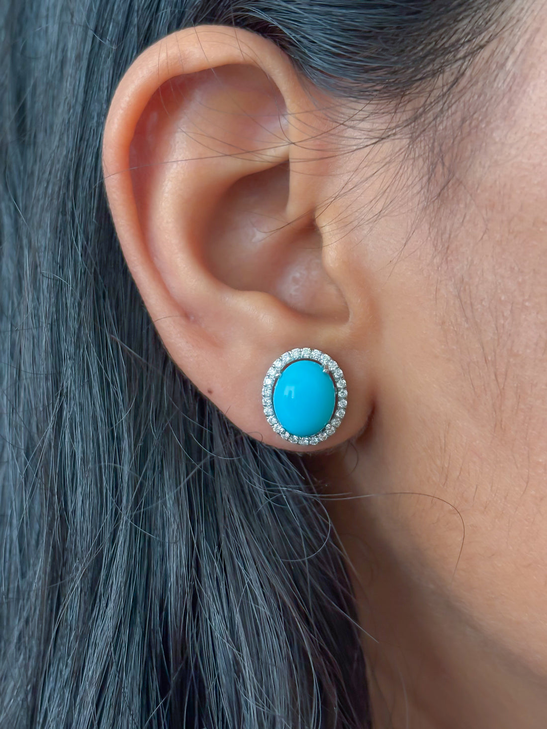 JPERG-3838/10650 Turquoise Diamond Earring | 14K
