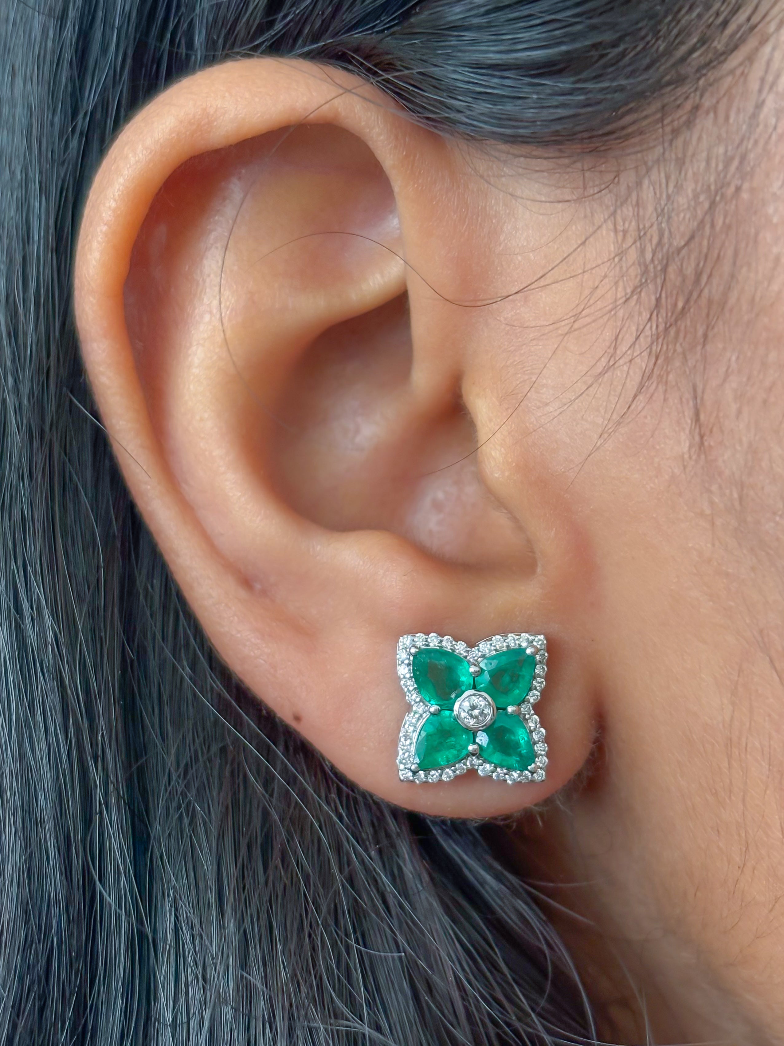 JPERG-3840/10652 Emerald Diamond Earring | 14K