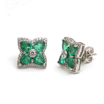 JPERG-3840/10652 Emerald Diamond Earring | 14K