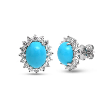 JPERG-3846/10664 Turquoise Diamond Earring | 14K