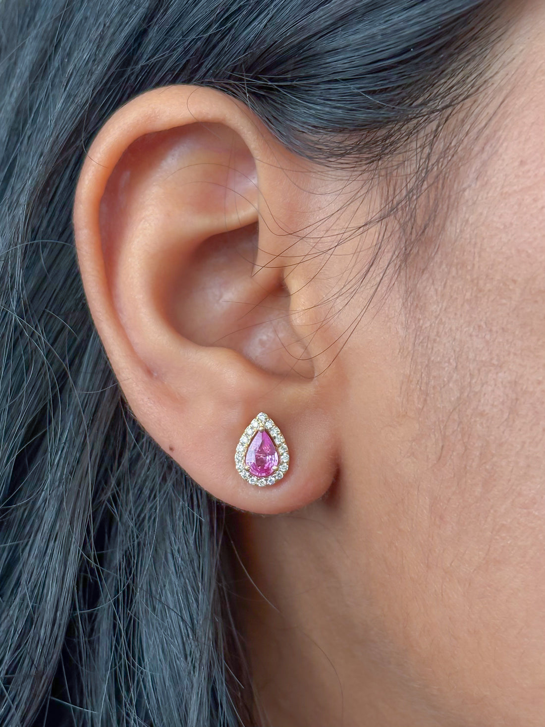 JPERG-3848/10666 Pink Sapphire Diamond Earring | 14K