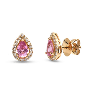 JPERG-3849/10667 Pink Sapphire Diamond Earring | 14K