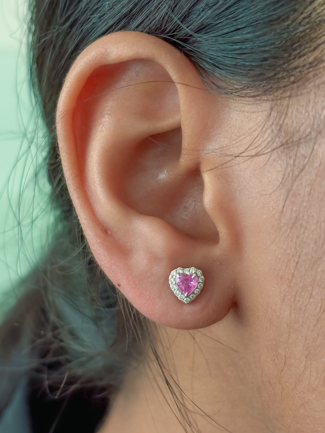 JPERG-3851/10670 Pink Sapphire Diamond Earring | 14K