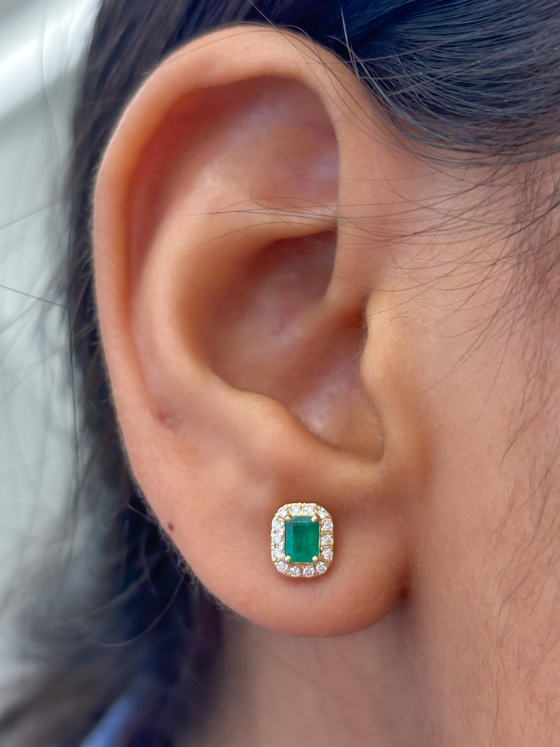 JPERG-3852/10671 Emerald Diamond Earring | 14K