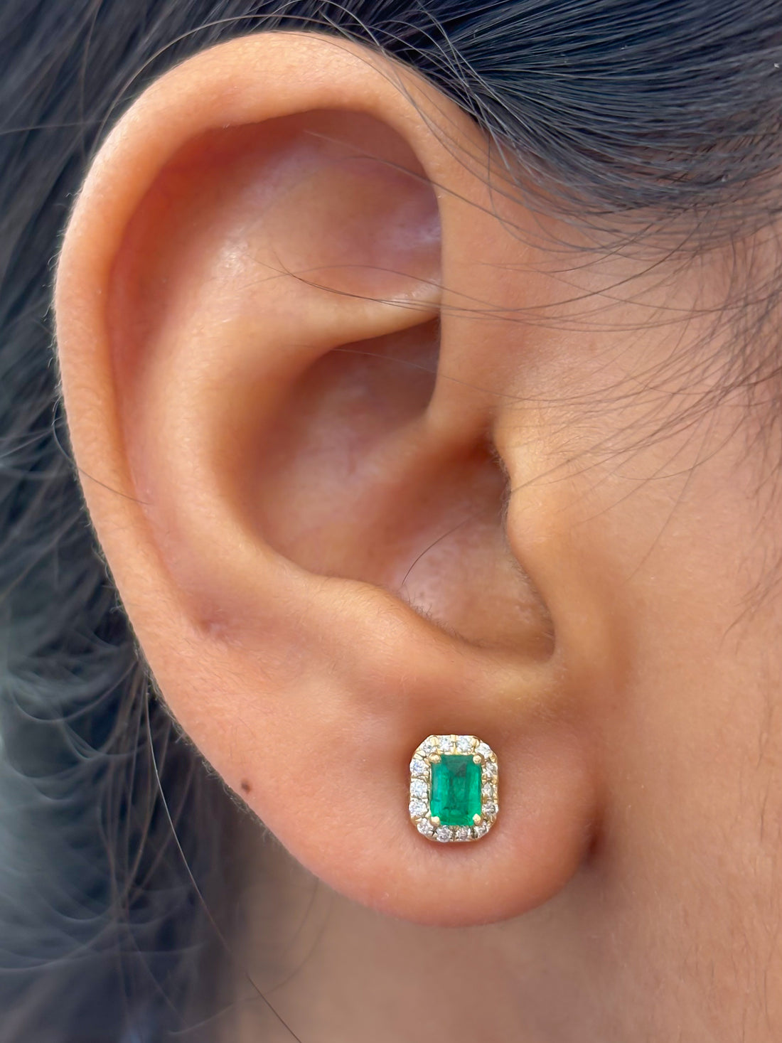 JPERG-3853/10672 Emerald Diamond Earring | 14K