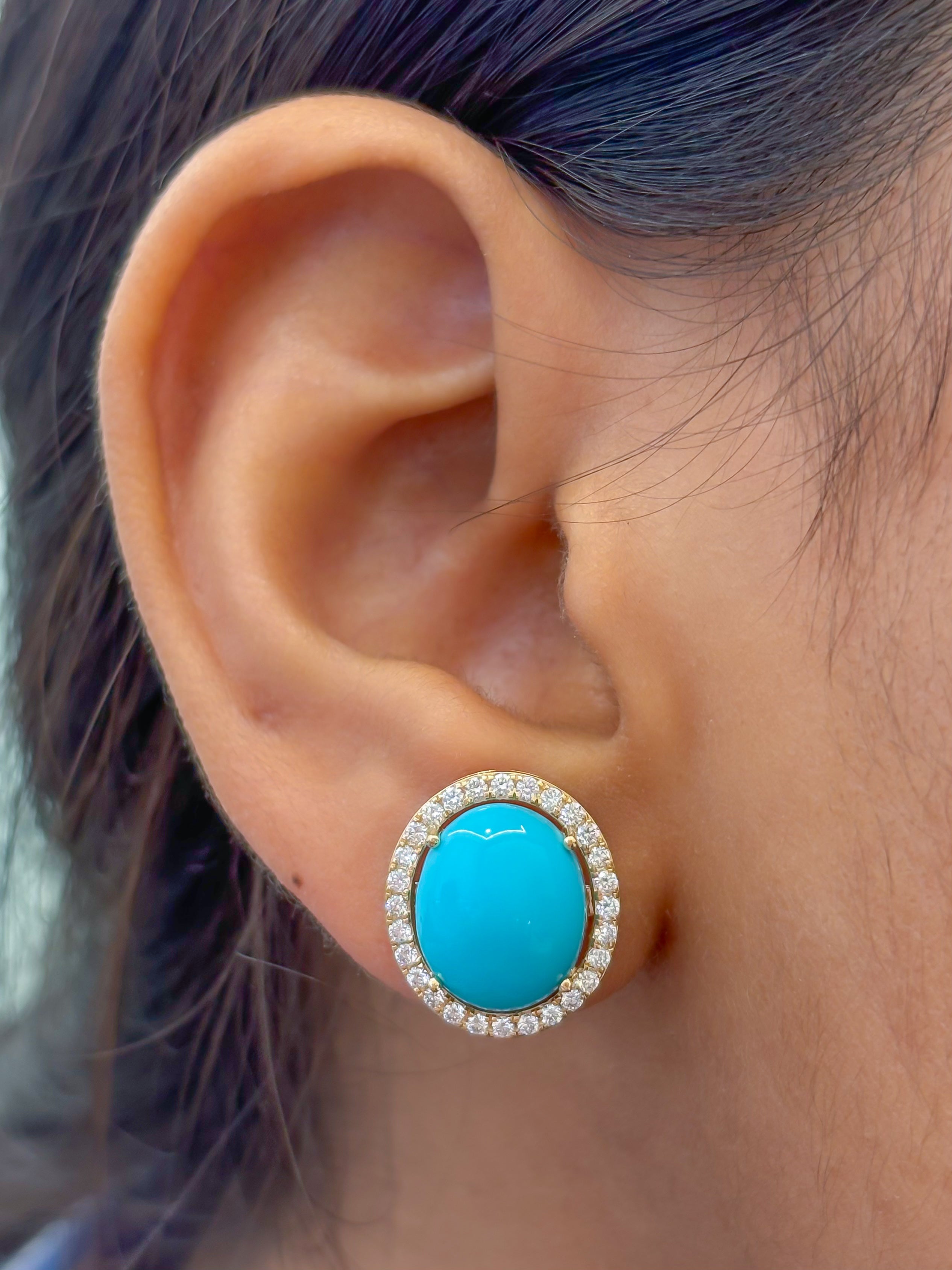 JPERG-3855/10685 Turquoise Diamond Earring | 14K