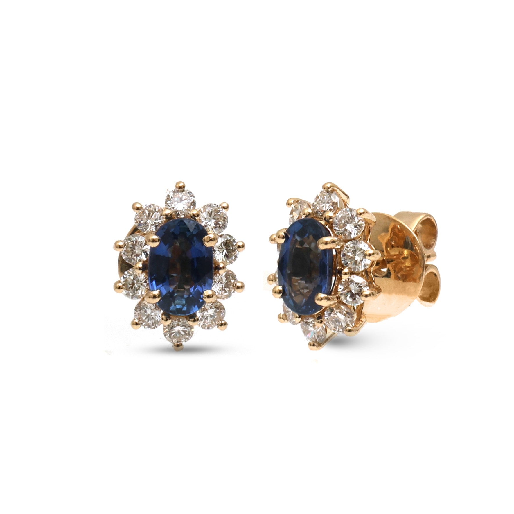 JPERG-3857/10687 Blue Sapphire Diamond Earring | 14K