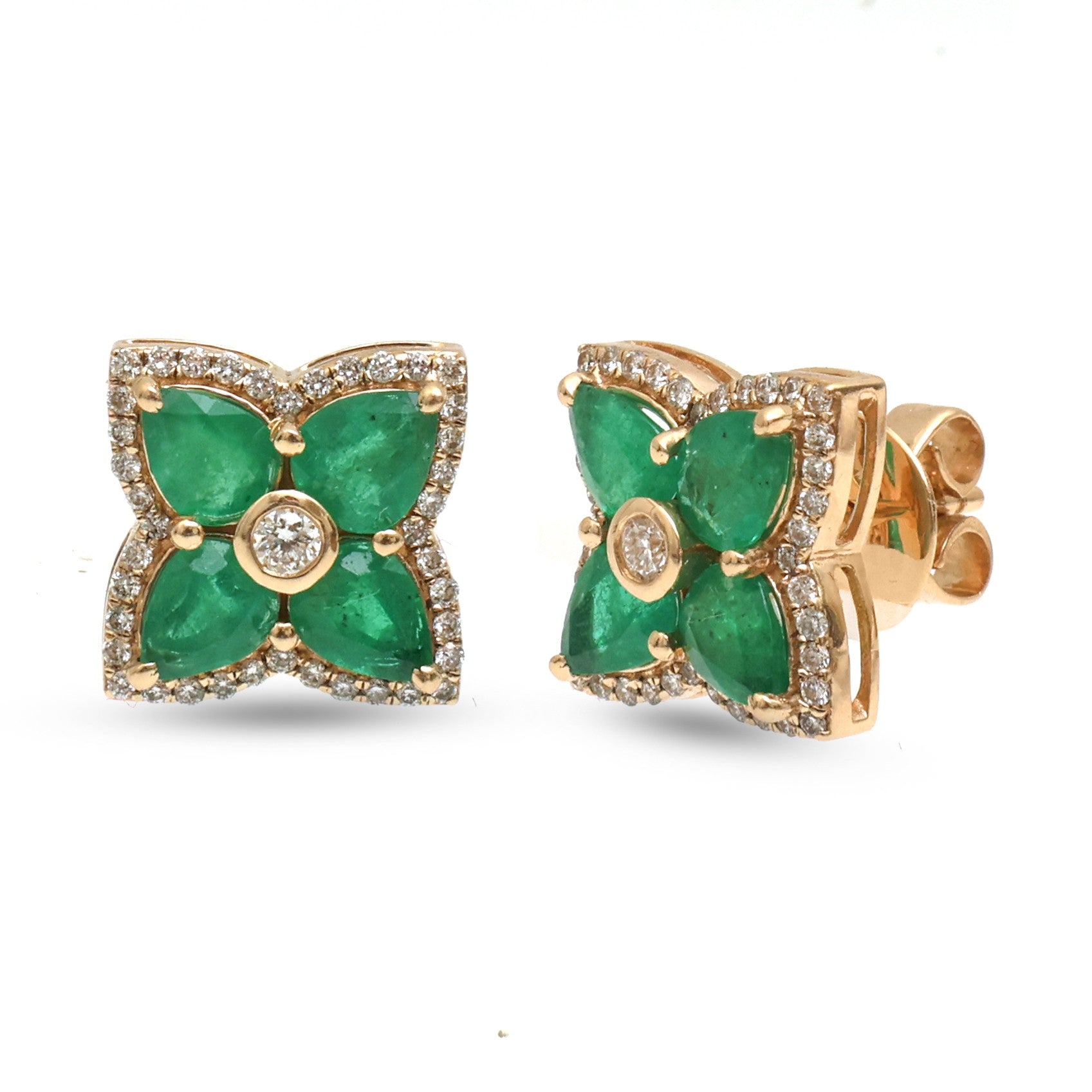 JPERG-3858/10688 Emerald Diamond Earring | 14K