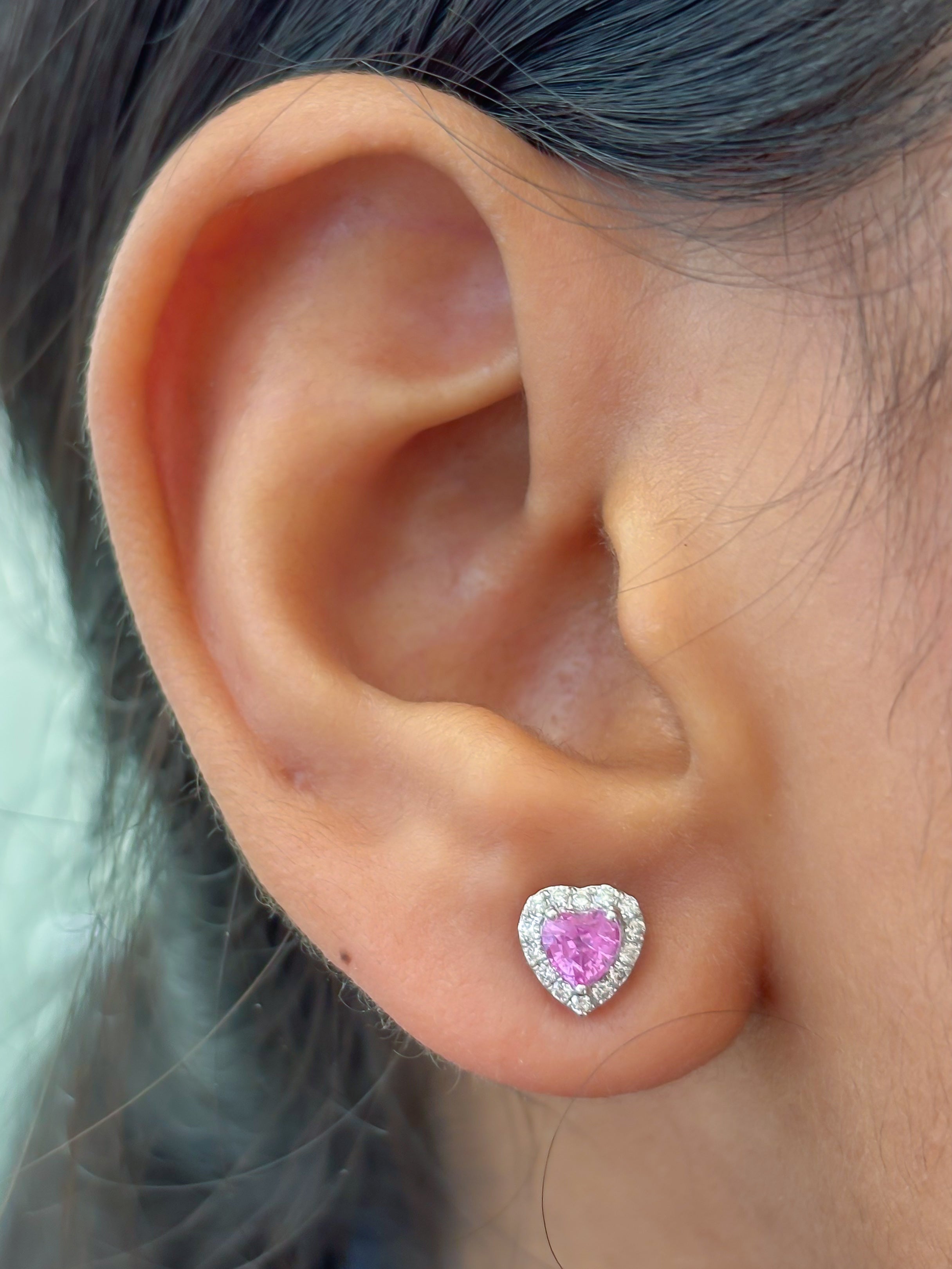JPERG-3863/10693 Pink Sapphire Diamond Earring | 18K