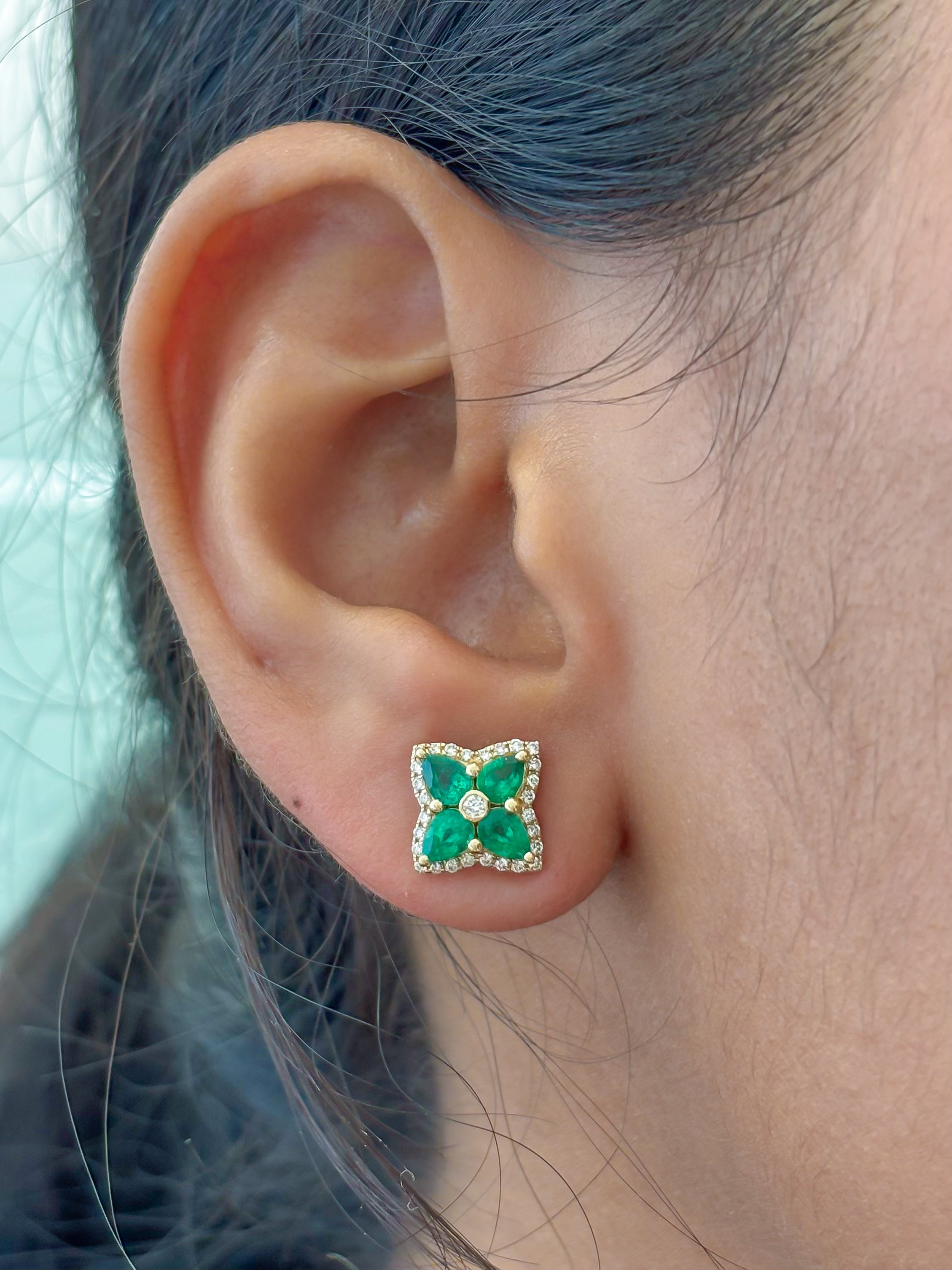 JPERG-3865/10695 Emerald Diamond Earring | 14K