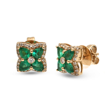 JPERG-3865/10695 Emerald Diamond Earring | 14K