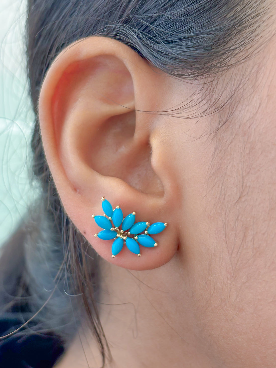JPERG-3866/10696 Turquoise Earring | 14K