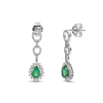 JPERG-3886/10755 Emerald Diamond Earring | 18K