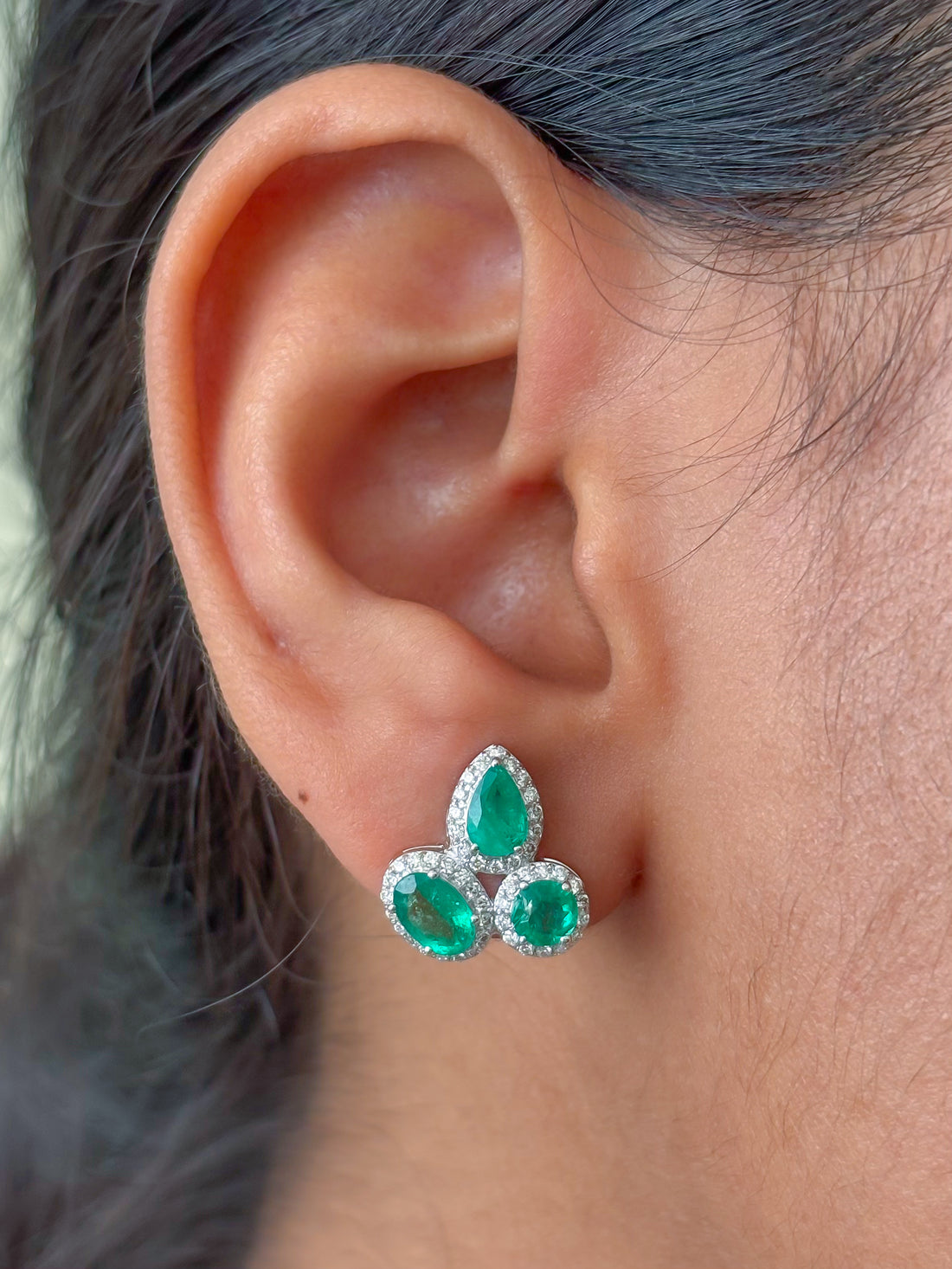 JPERG-3889/10768 Emerald Diamond Earring | 14K
