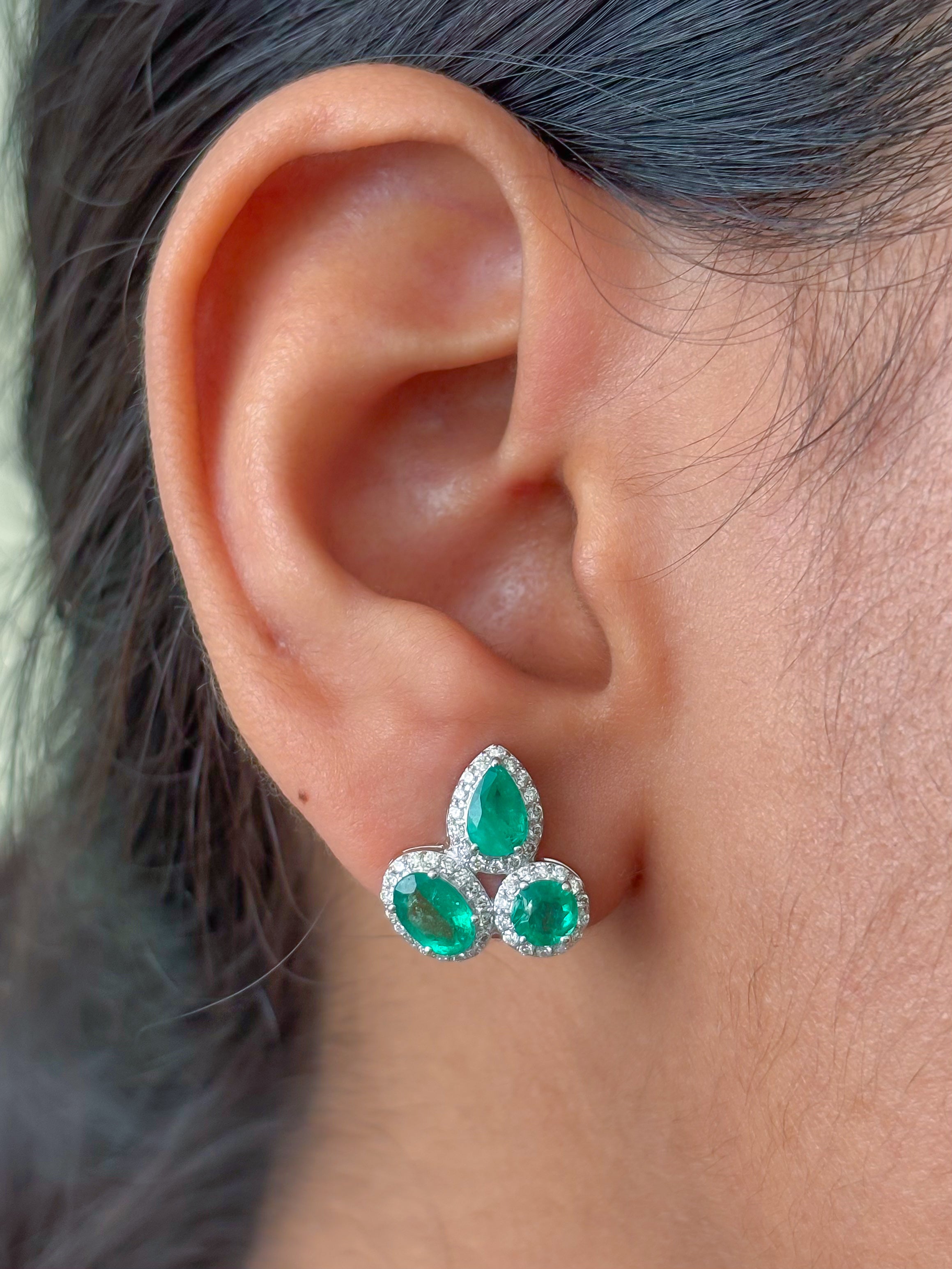 JPERG-3889/10768 Emerald Diamond Earring | 14K