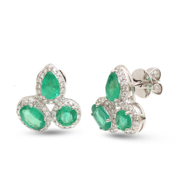 JPERG-3889/10768 Emerald Diamond Earring | 14K