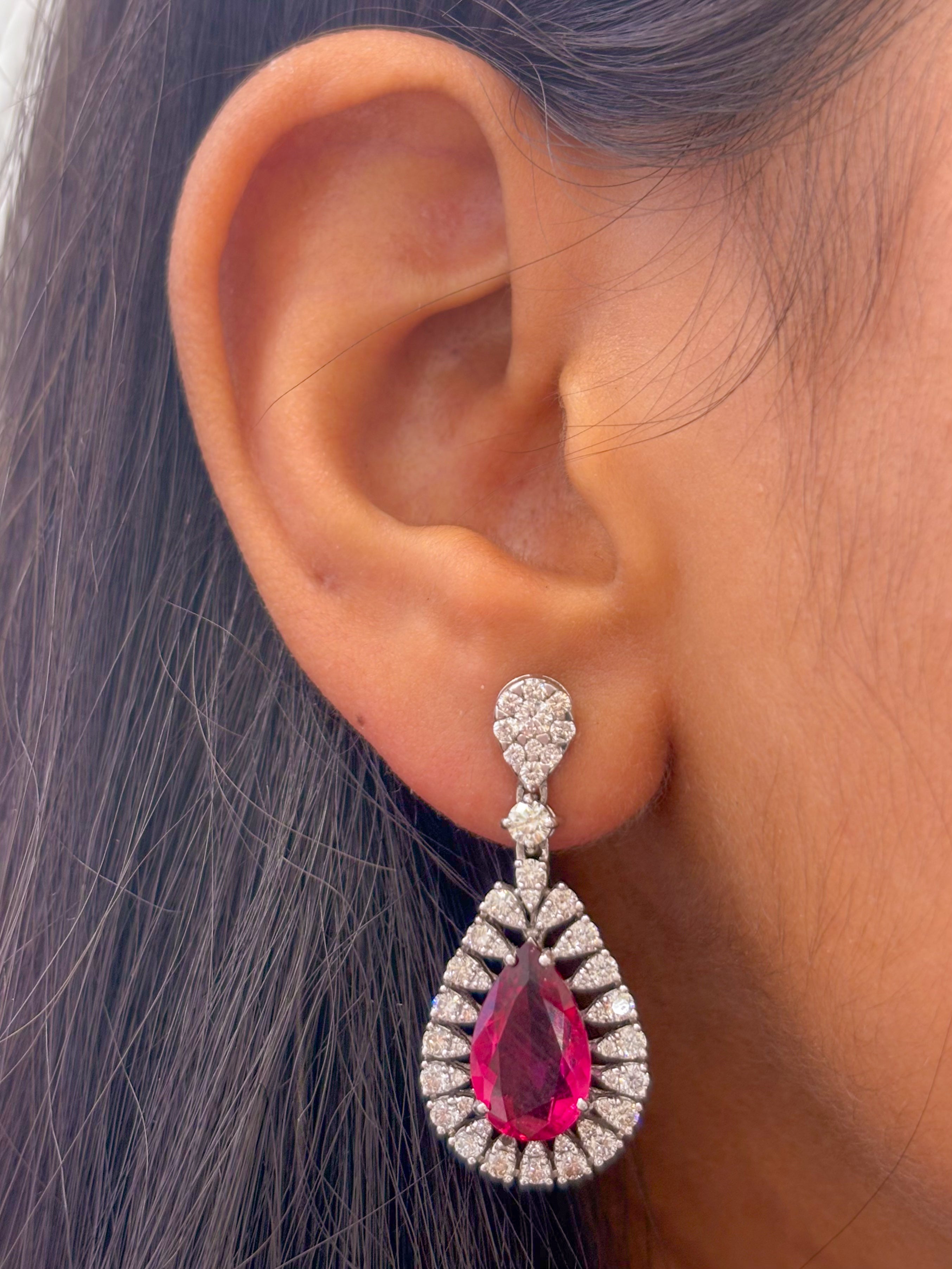 JPERG-389/2144 Semi Rubellite  Earring | 18K