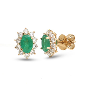 JPERG-3890/10776 Emerald Diamond Earring | 14K
