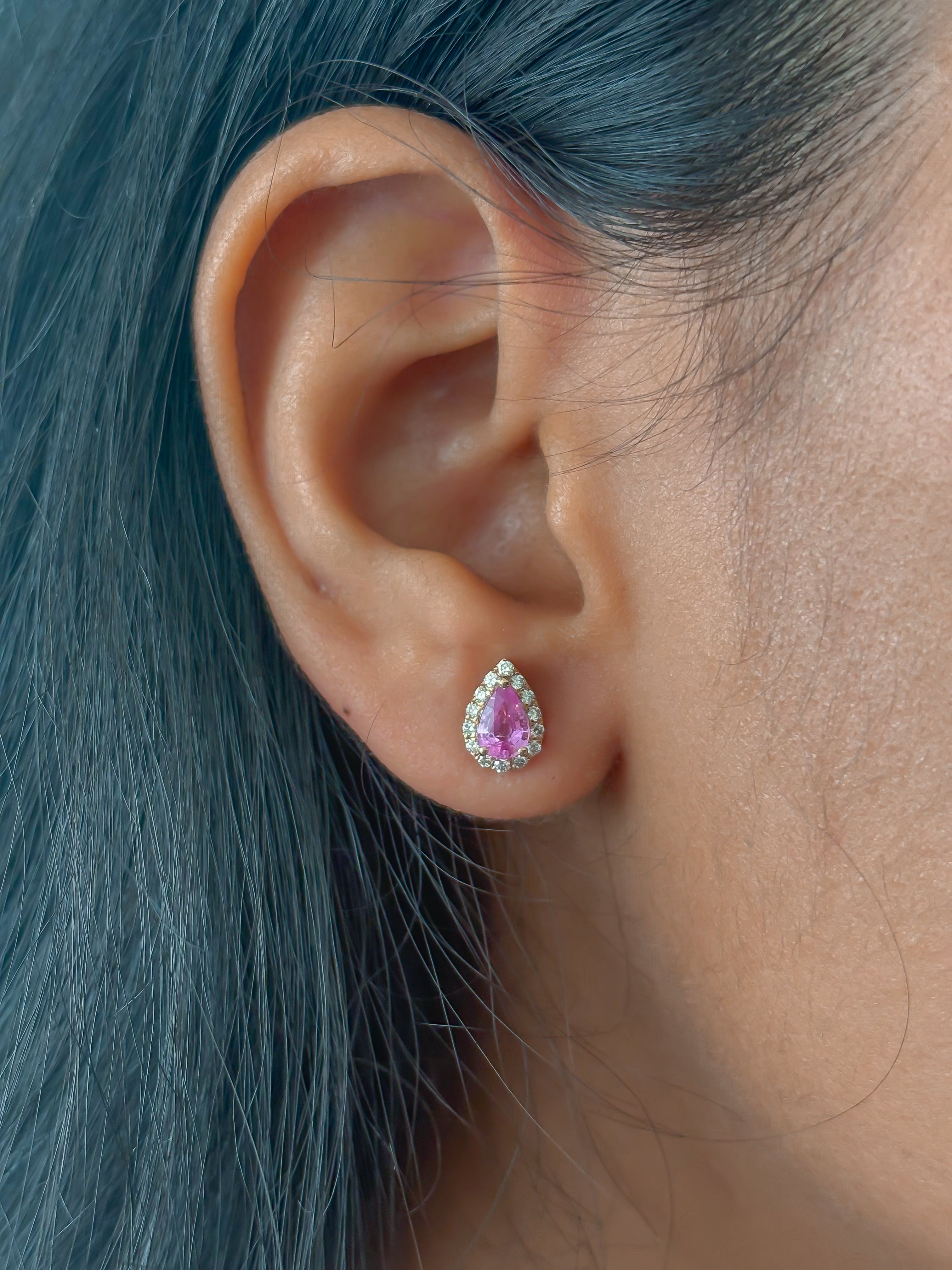JPERG-3892/10778 Pink Sapphire Diamond Earring | 18K