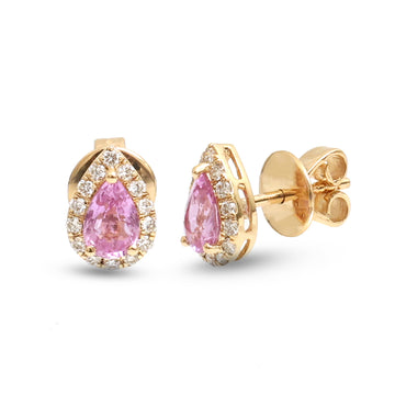 JPERG-3892/10778 Pink Sapphire Diamond Earring | 18K