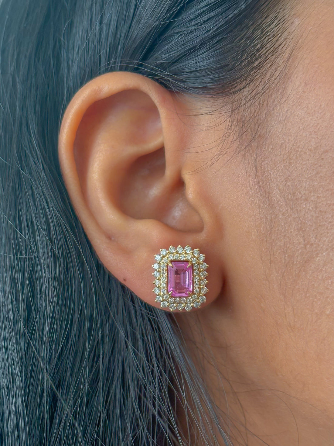 JPERG-3897/10783 Pink Sapphire Diamond Earring | 18K