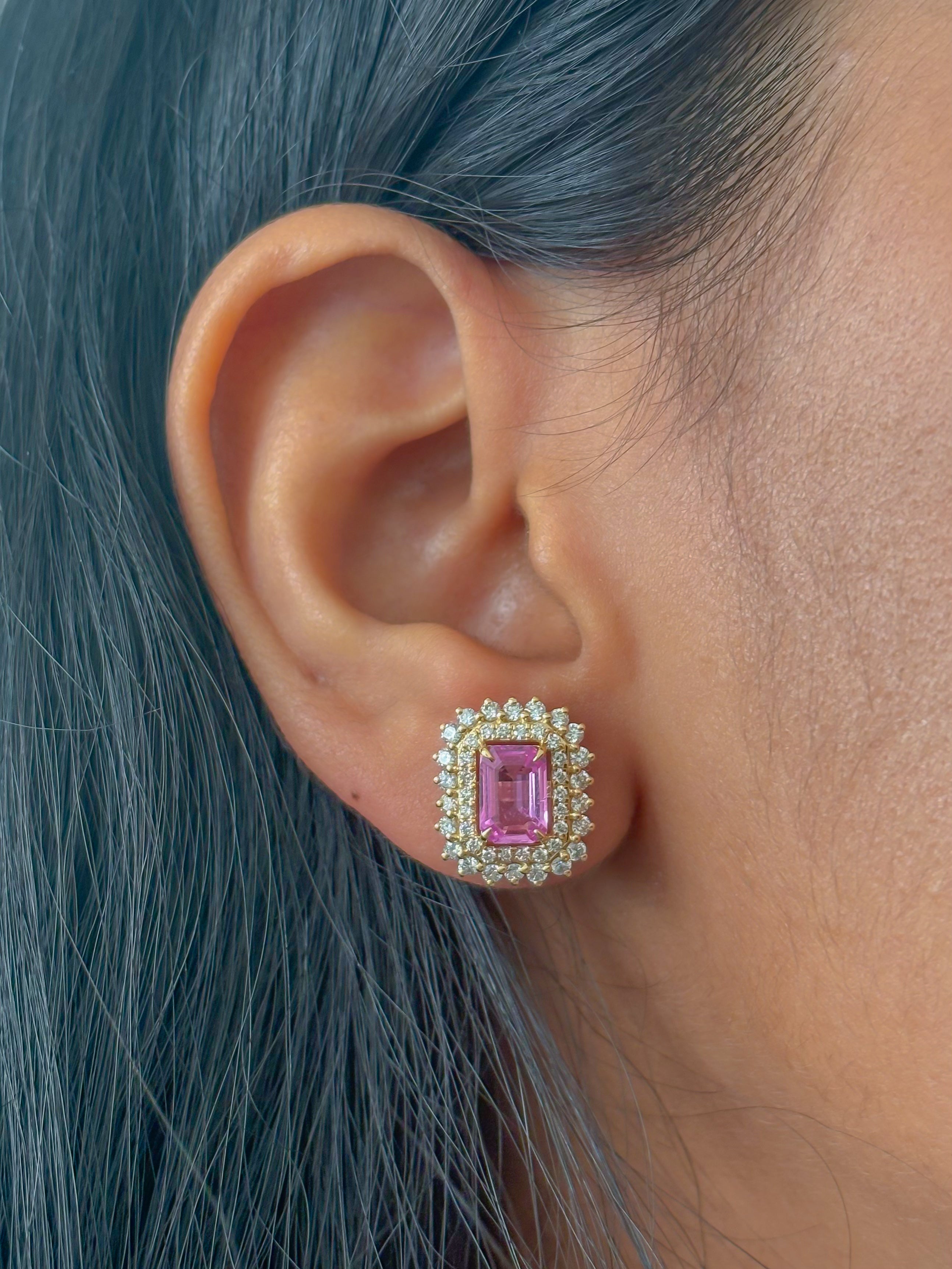 JPERG-3897/10783 Pink Sapphire Diamond Earring | 18K