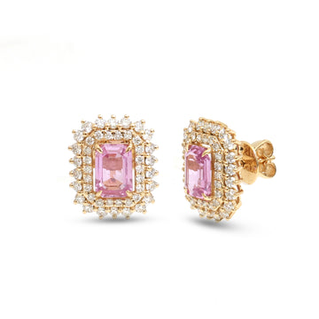 JPERG-3897/10783 Pink Sapphire Diamond Earring | 18K
