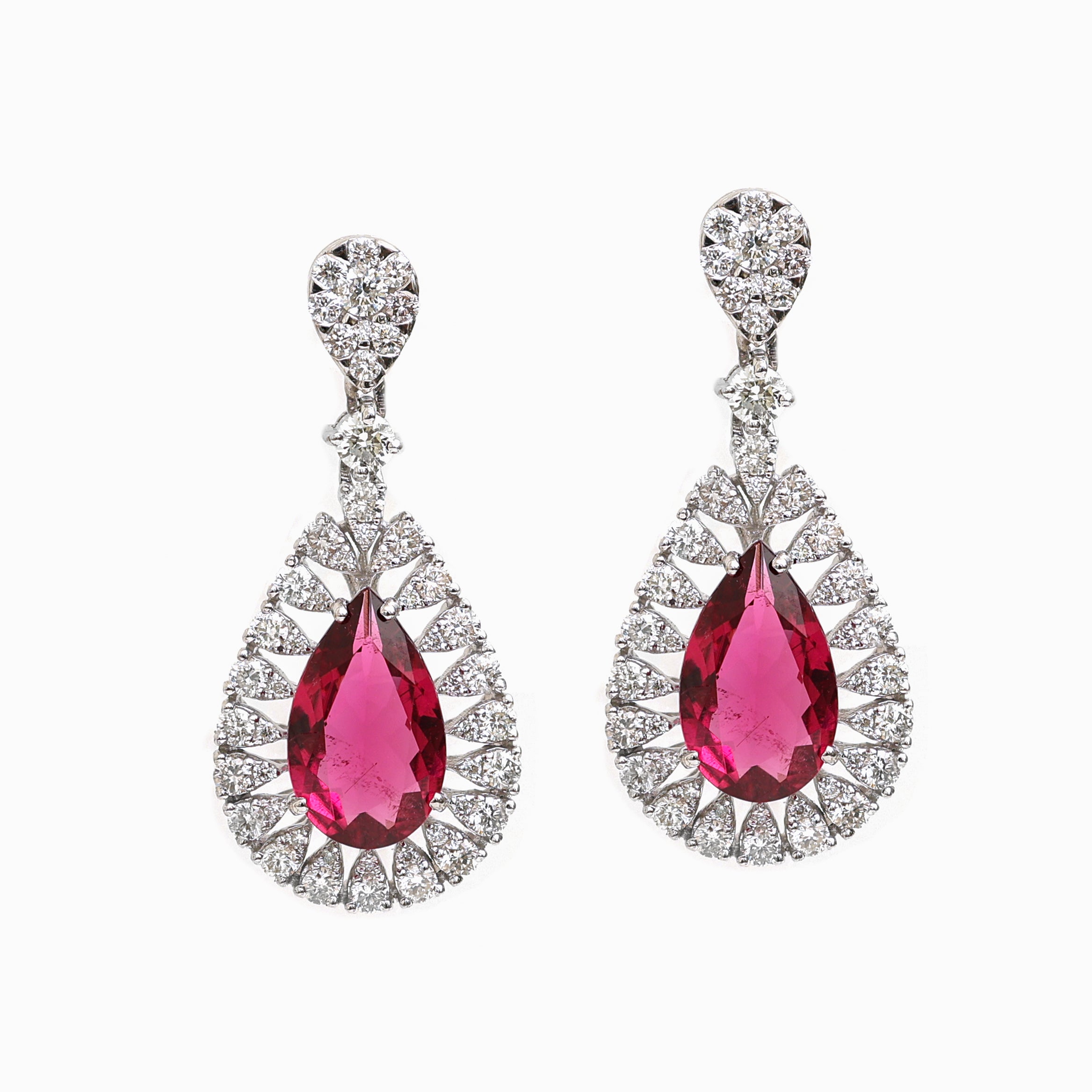 JPERG-389/2144 Semi Rubellite  Earring | 18K