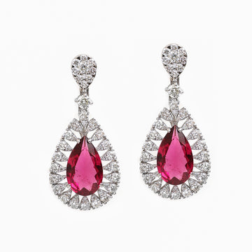 JPERG-389/2144 Semi Rubellite  Earring | 18K