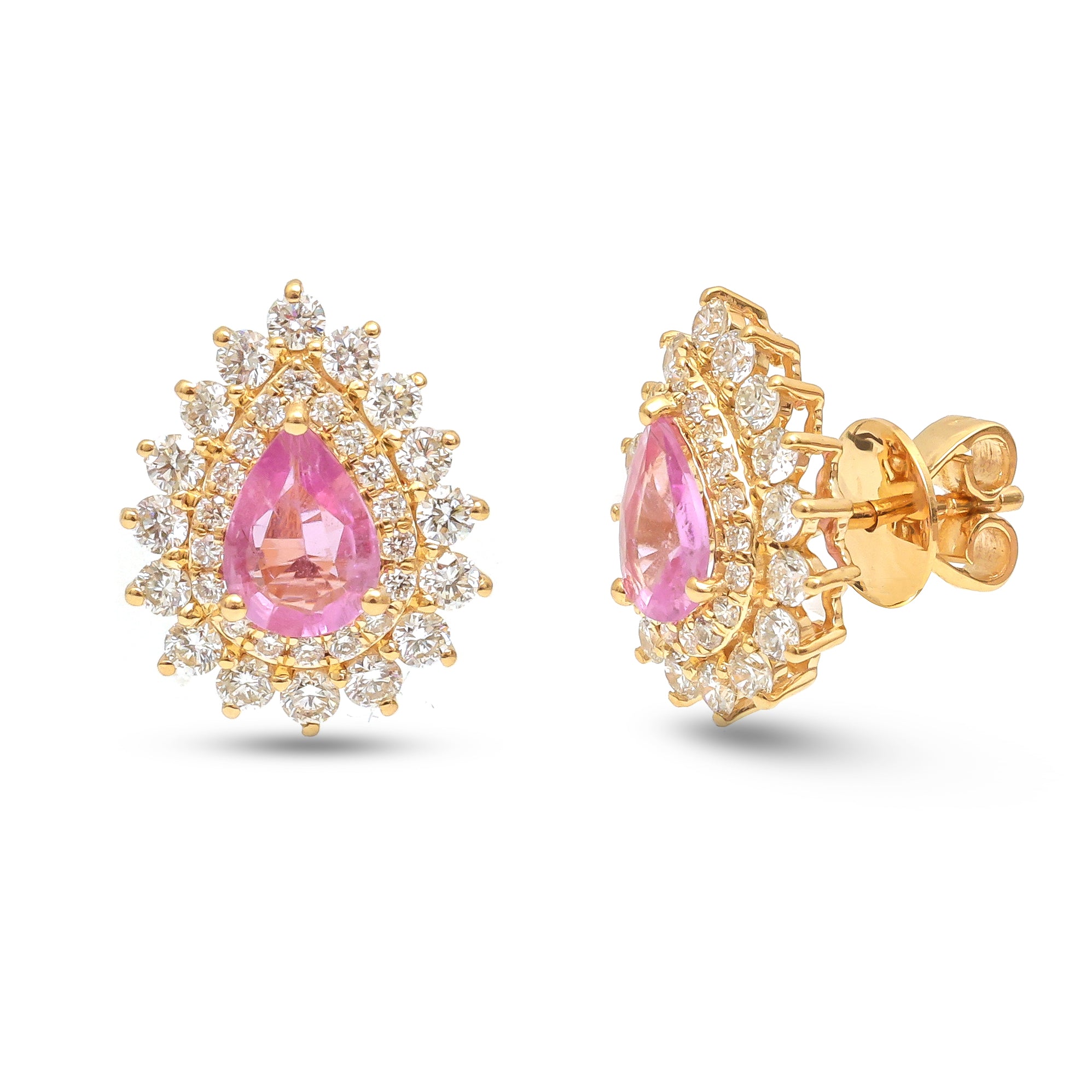 JPERG-3902/10792 Pink Sapphire Diamond Earring | 18K