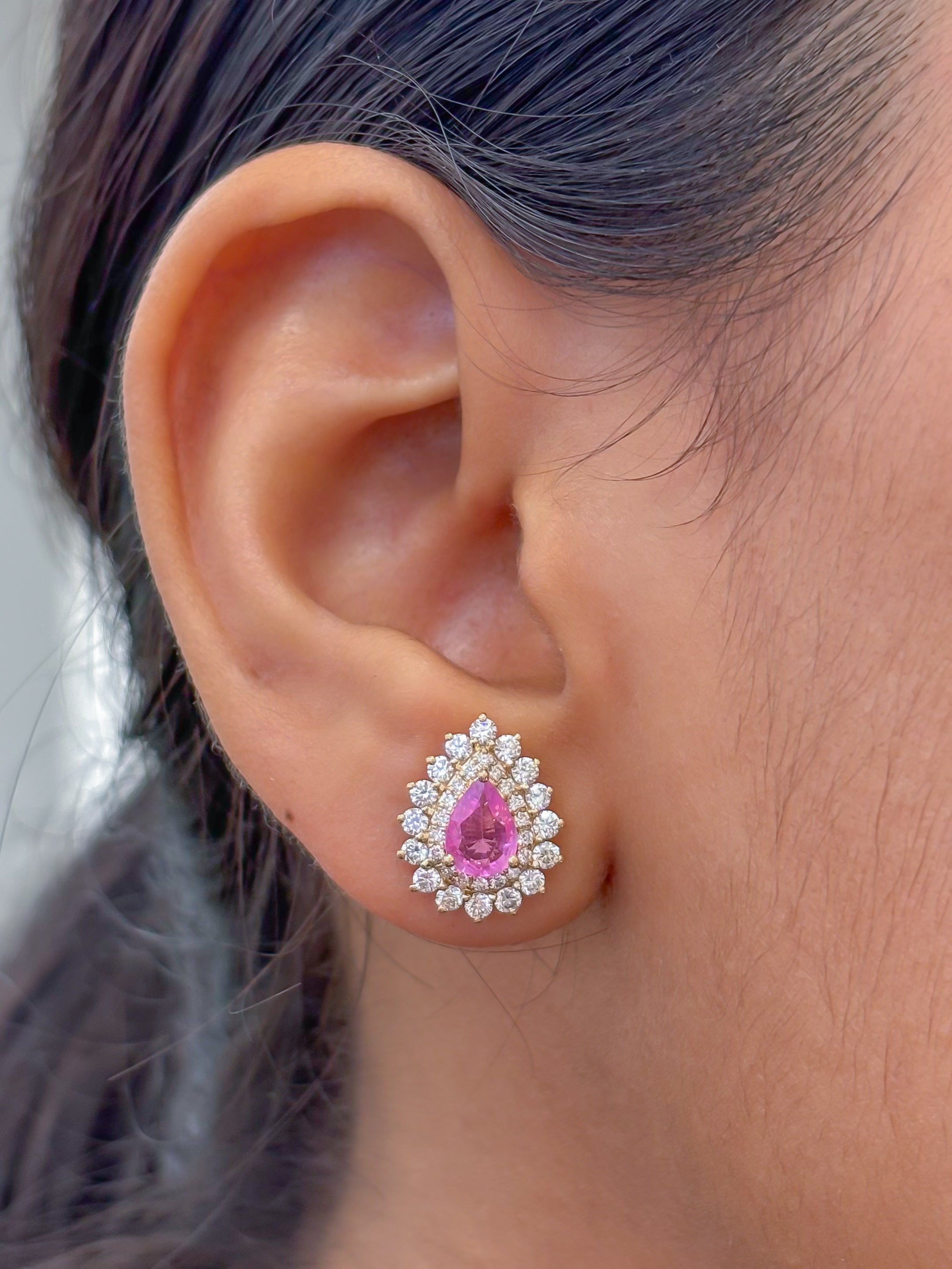 JPERG-3903/10793 Pink Sapphire Diamond Earring | 18K