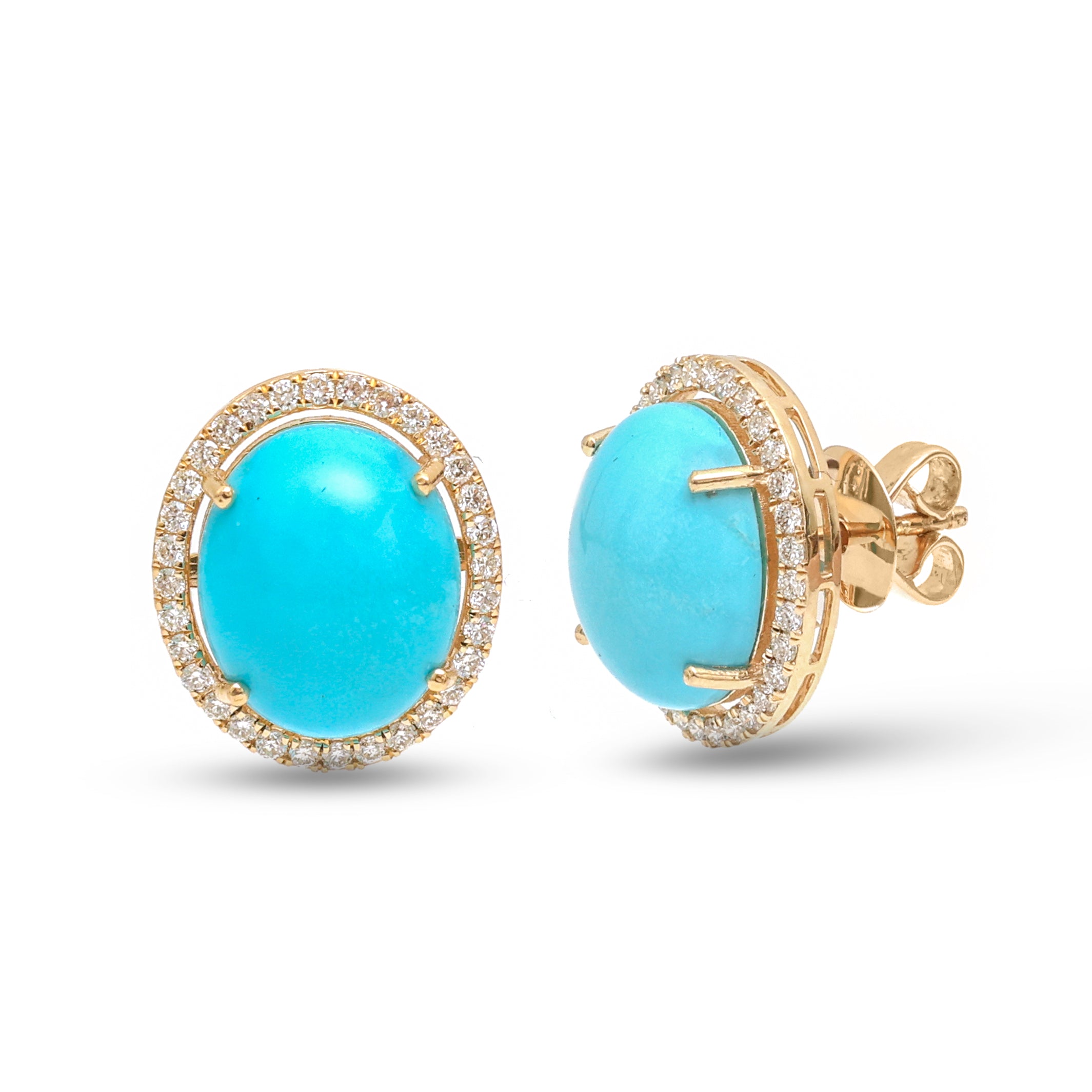 JPERG-3907/10797 Turquoise Diamond Earring | 14K