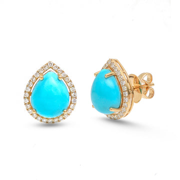 JPERG-3908/10798 Turquoise Diamond Earring | 14K