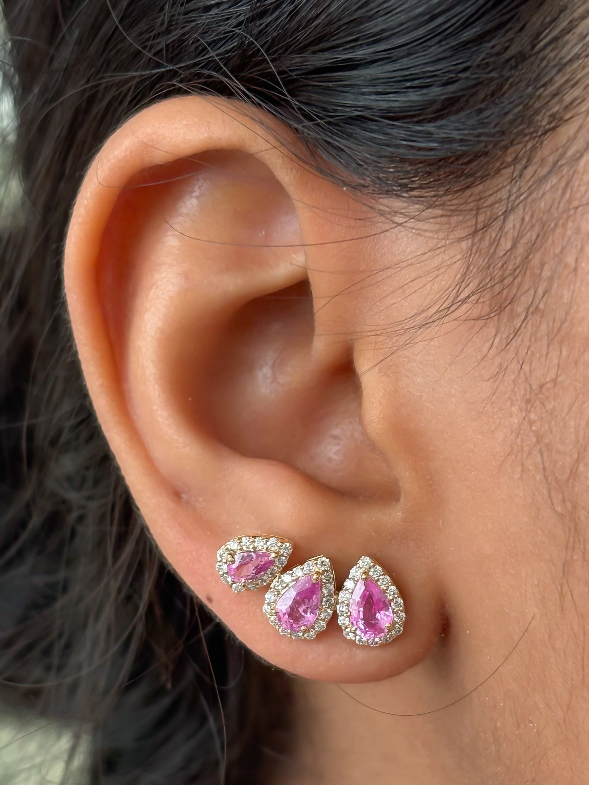 JPERG-3909/10808 Pink Sapphire Diamond Earring | 18K