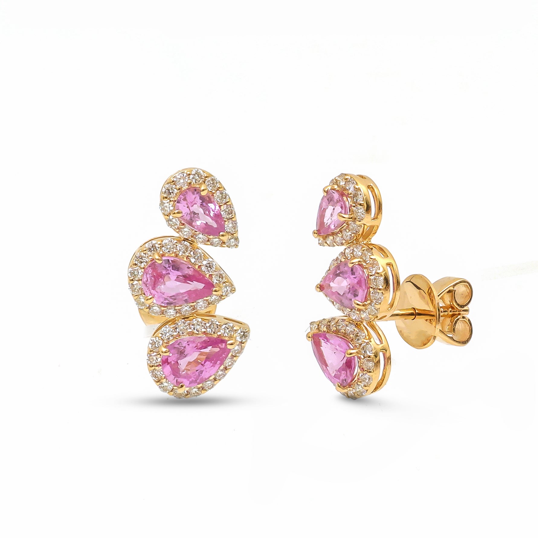 JPERG-3909/10808 Pink Sapphire Diamond Earring | 18K