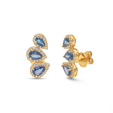 JPERG-3910/10809 Blue Sapphire Diamond Earring | 18K