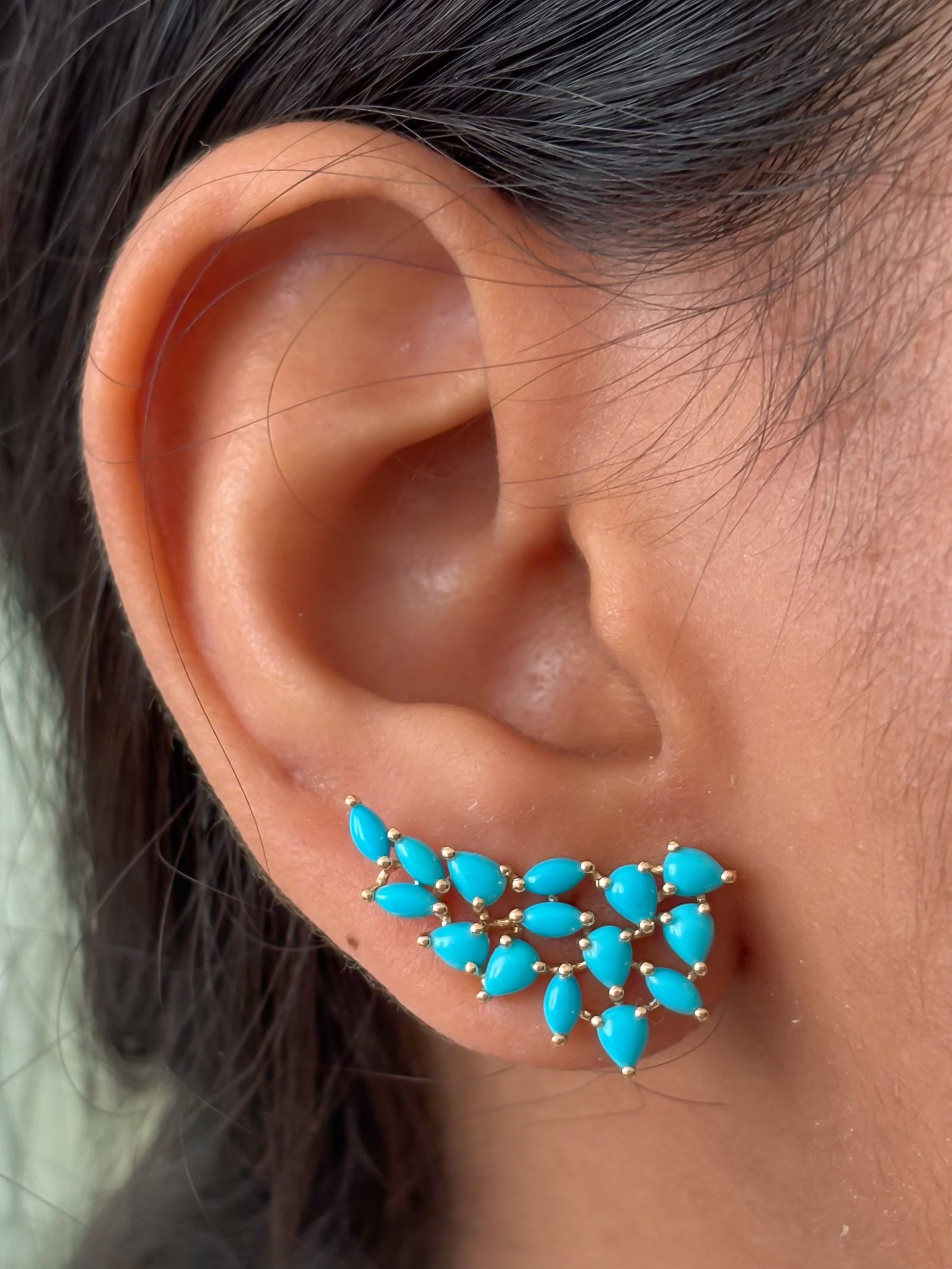 JPERG-3912/10821 Turquoise Earring | 18K