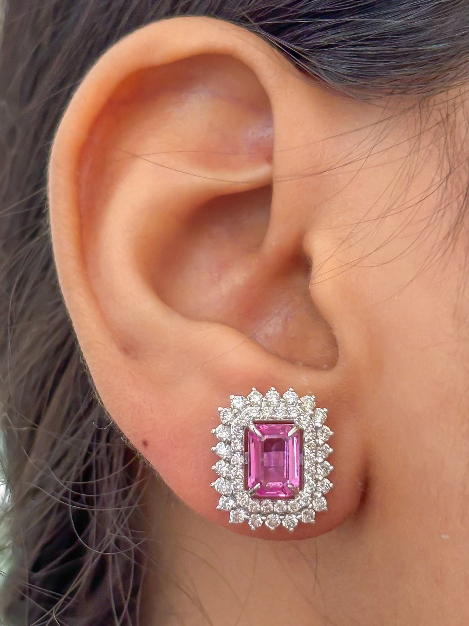 JPERG-3914/10835 Pink Sapphire Diamond Earring | 18K