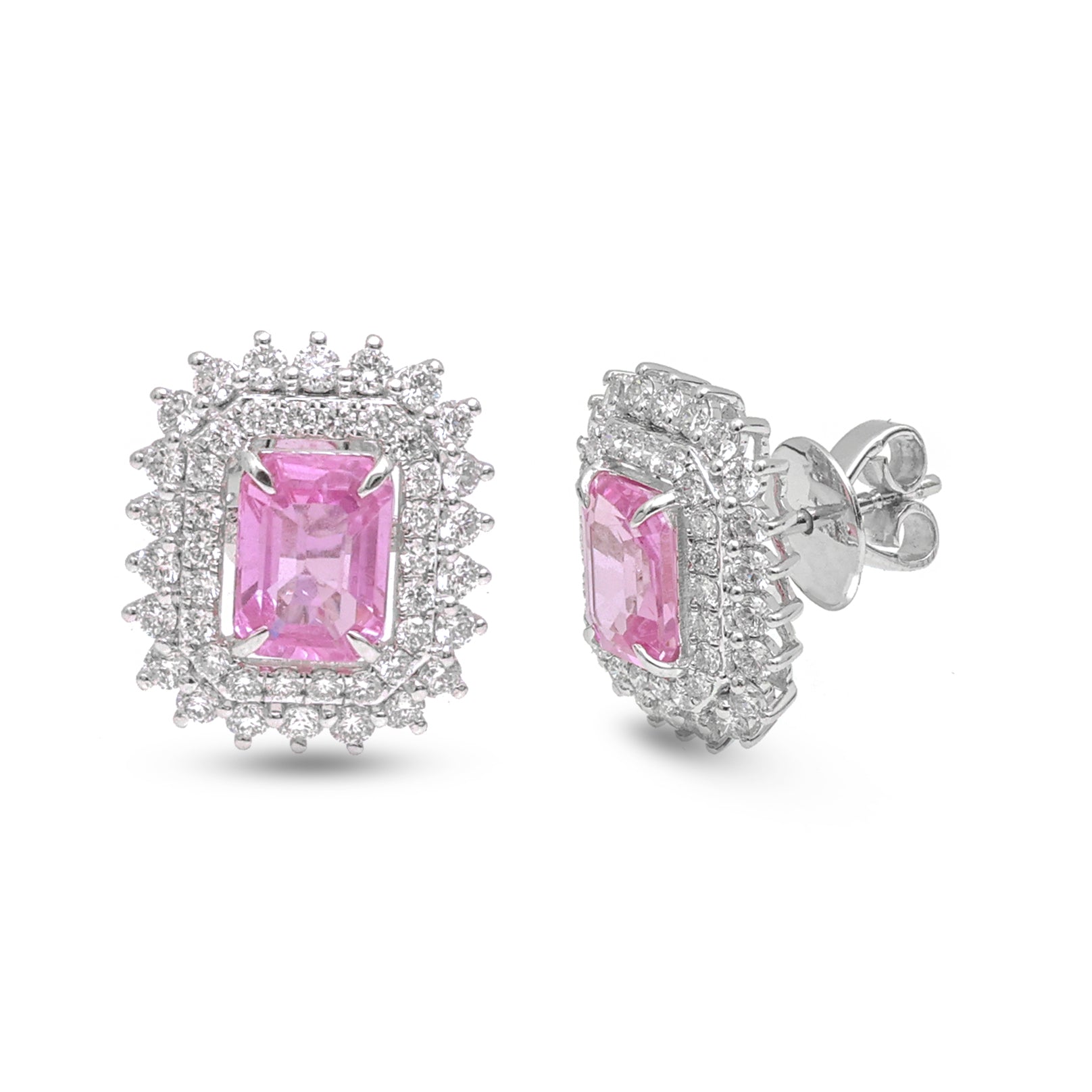 JPERG-3915/10836 Pink Sapphire Diamond Earring | 18K
