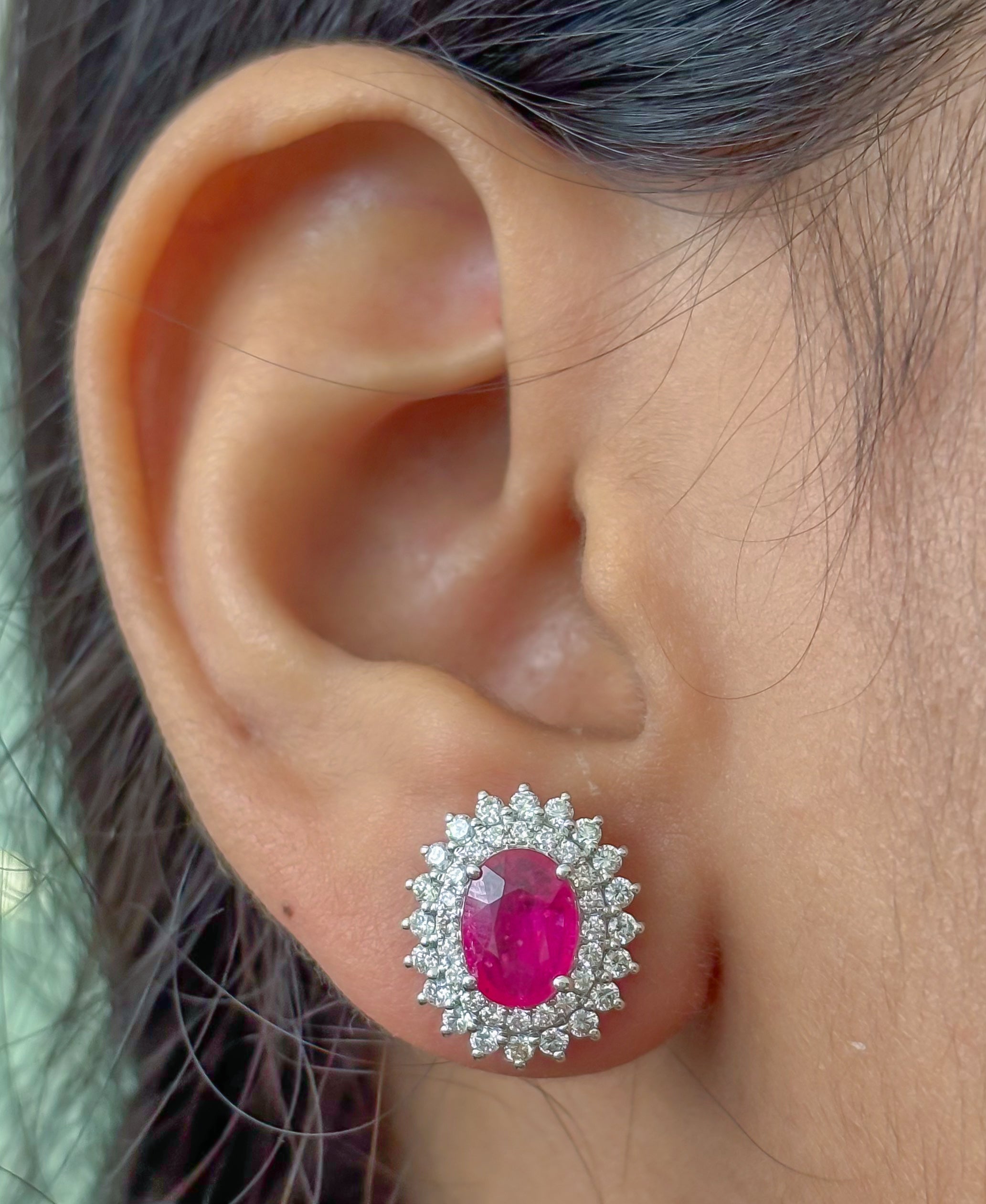 JPERG-3918/10839 Ruby Diamond Earring | 18K
