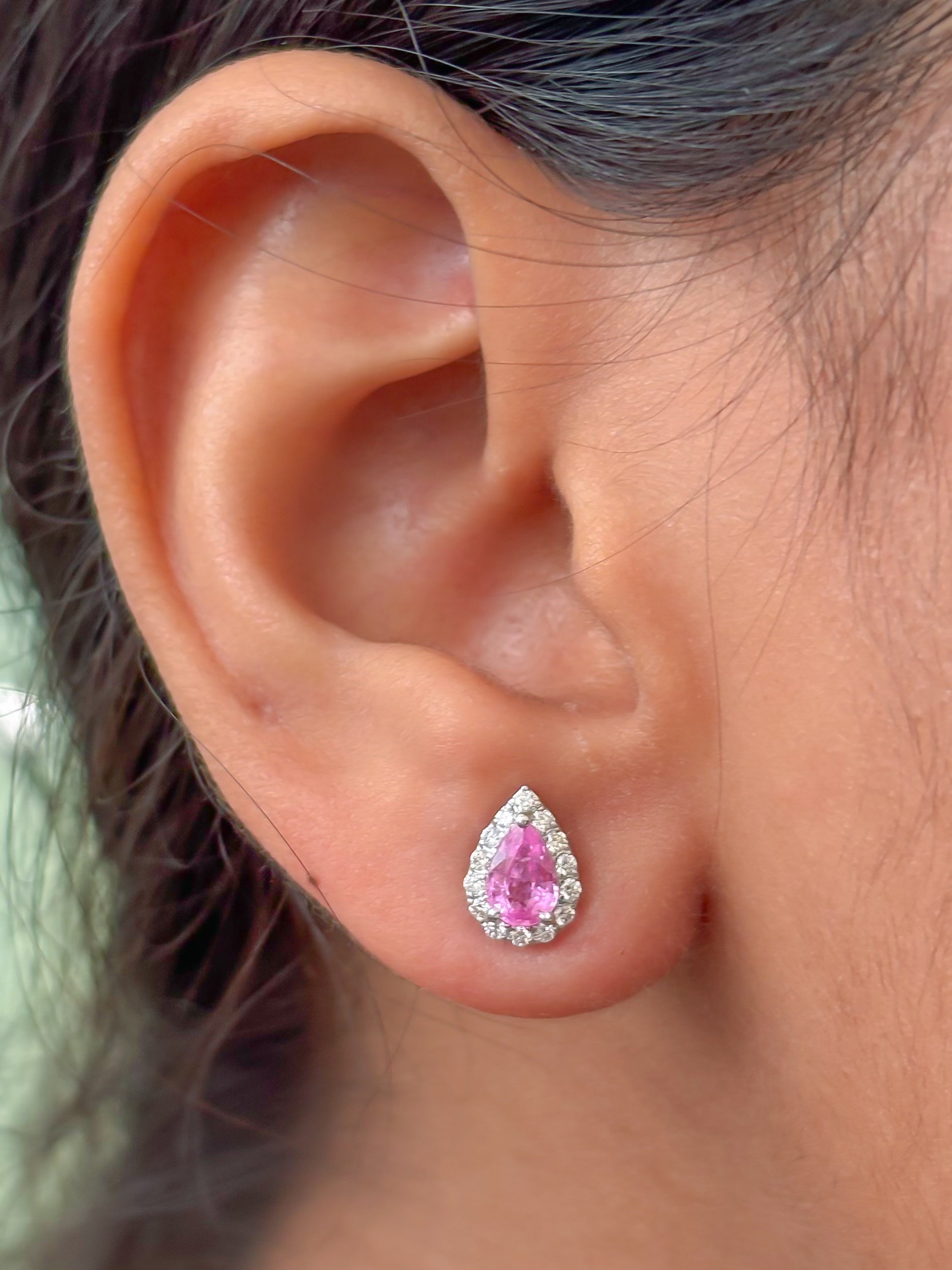 JPERG-3920/10841 Pink Sapphire Diamond Earring | 18K