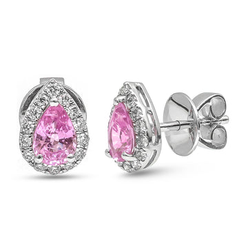 JPERG-3920/10841 Pink Sapphire Diamond Earring | 18K